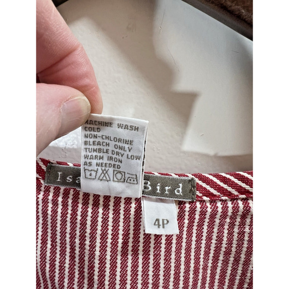 Isabella Bird Women’s Denim Midi Dress Size S 4 P Red Railroad Stripes Preppy - Picture 4 of 7